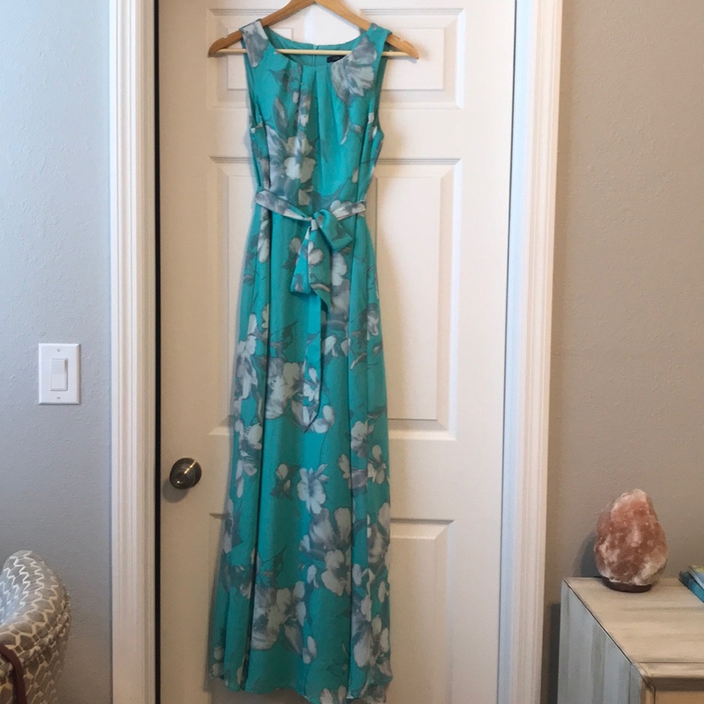 Aqua floral maxi dress